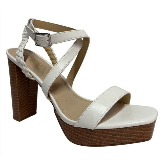KAYLEEN / Tempest-8 / White / Platform / Block Heel / Sandals /  With Braided - Picture 1 of 8